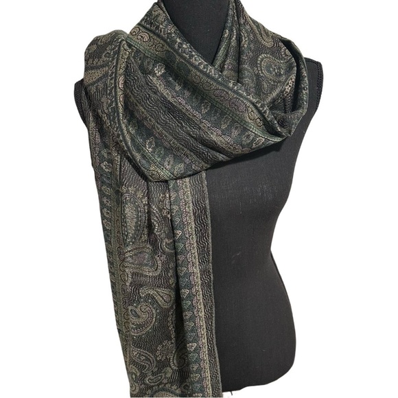 Elegant Shawl in Earthy Green- Versatile Wrap, Stole, Scarf, Veil, Soft & Cozy - Picture 8 of 17